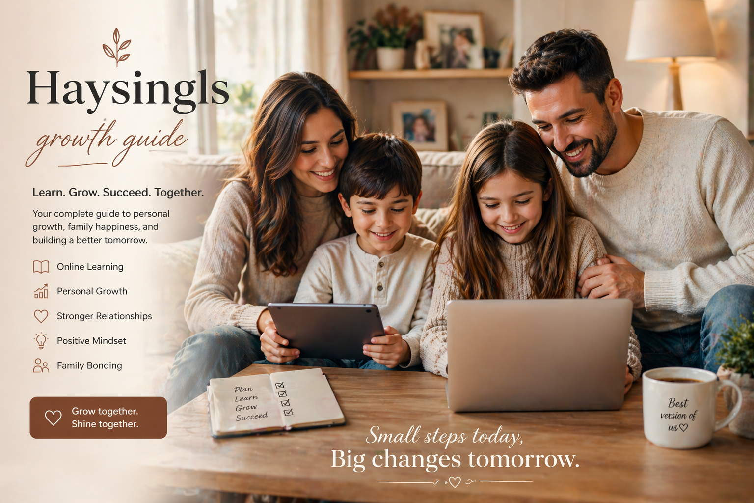 Haysingls growth concept showing digital success, family lifestyle, and emotional connection with modern technology