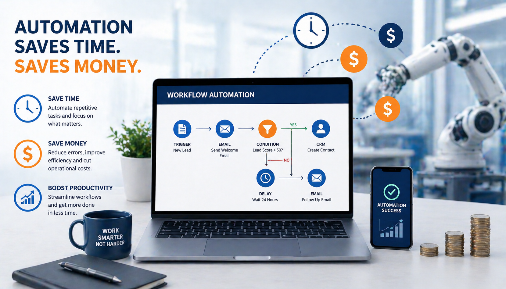 Automation tools demonstration showing how automation can save time and money in business workflows